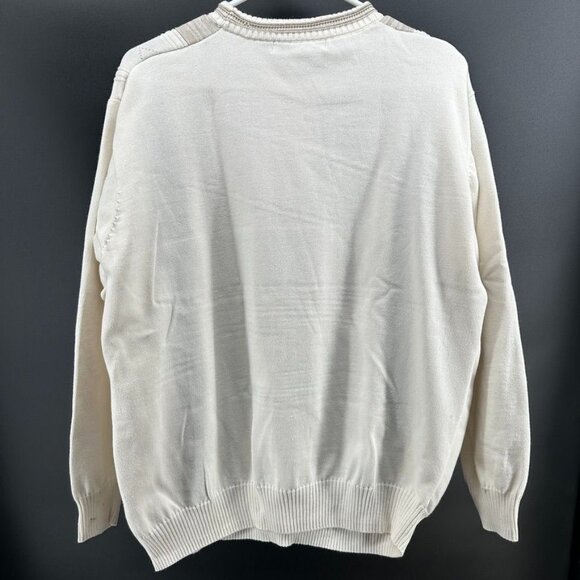 Pronto Uomo Sweater Adult L Creme Brown Textured Knit Casual Sweatshirt Grandpa - Picture 5 of 9